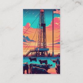 Olje- och gasindustrin Rig Cattle American Flagga Visitkort
