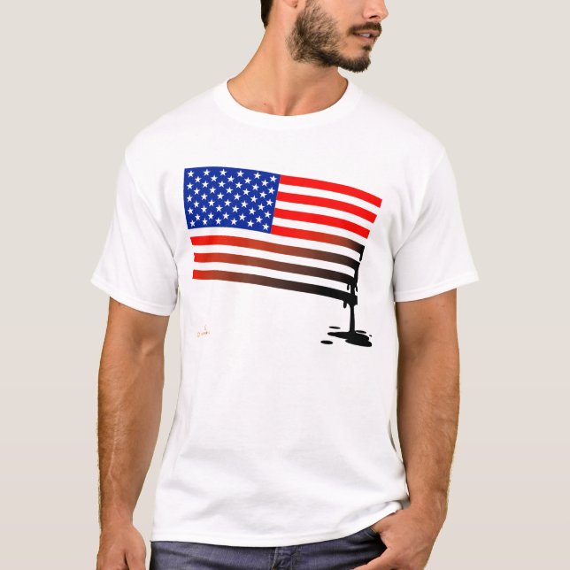 Olje- spill för amerikanska flaggan t shirt (Framsida)