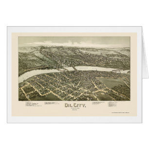 Olje- stad, panorama- karta för PA - 1896 Hälsningskort