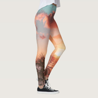 Oljeavrinningsområden i Orangen Handflatan Träd Leggings