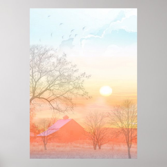 Oljebetesmark i land poster färg (Framsidan)