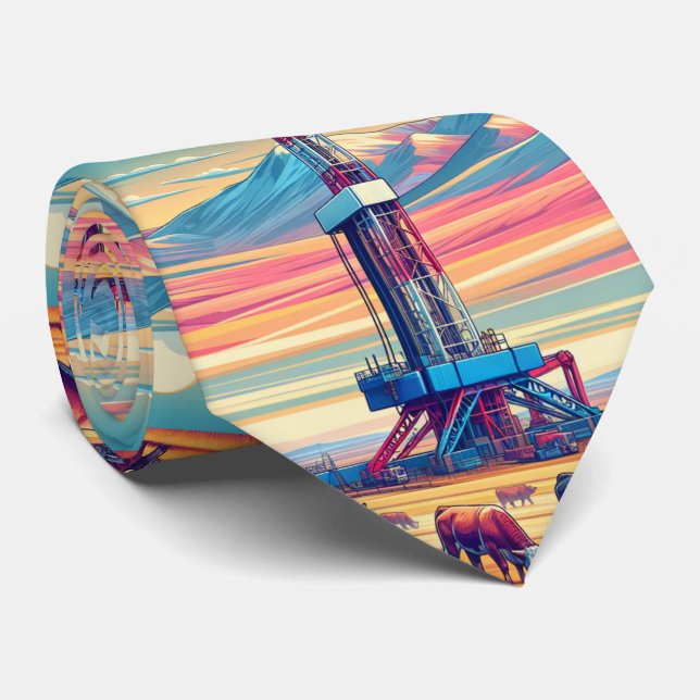 Oljeborrning i Fält med kor Slips (Rullad)