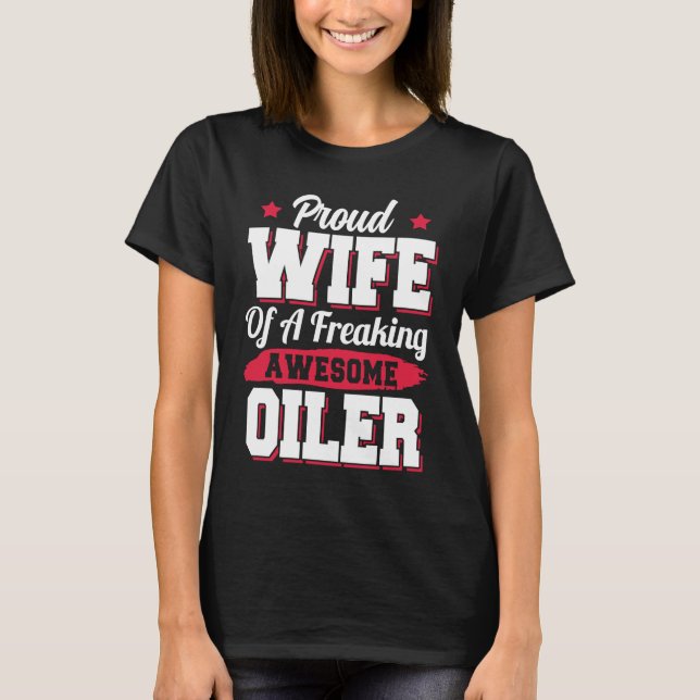 Oljeborrplattform Driller Rullande hand Oiler Maka T Shirt (Framsida)