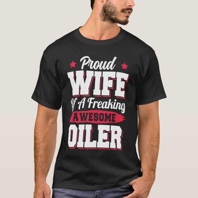 Oljeborrplattform Driller Rullande hand Oiler Maka T Shirt (Framsida)