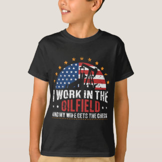 Oljebrunn i USA flagga olja Oilfield Sopor Oilfiel T Shirt