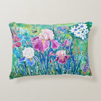 Oljeceservat Blomsterträdgård Olje Pastel Art Cush Prydnadskudde