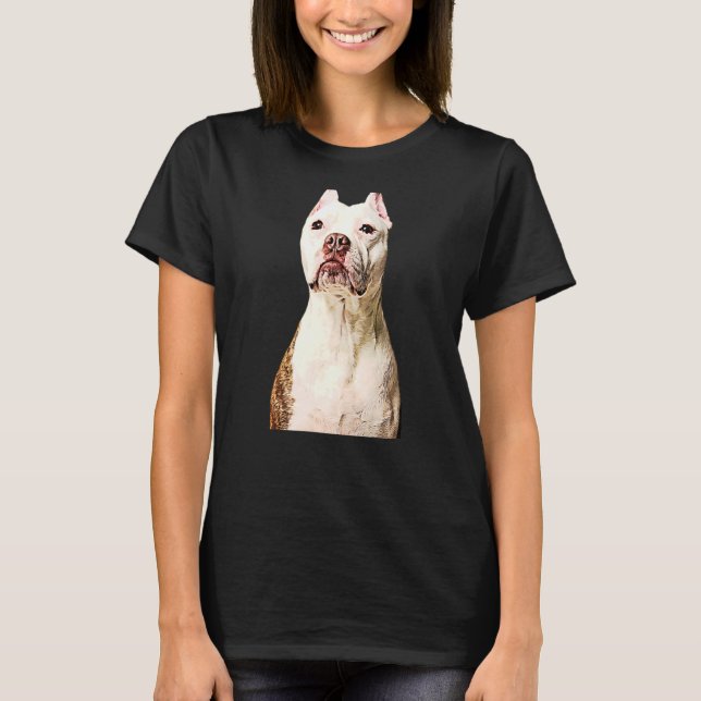 Oljefärg för Hund och Hund Pit Bull T Shirt (Framsida)