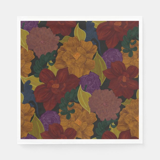 Oljefärgade blommor pappersservett (Framsidan)