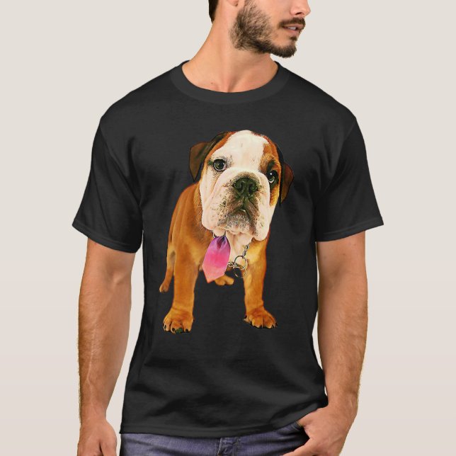 Oljefärgfilter Cute Bull Dog Puppy T Shirt (Framsida)