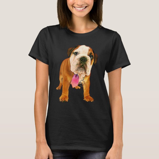Oljefärgfilter Cute Bull Dog Puppy T Shirt (Framsida)