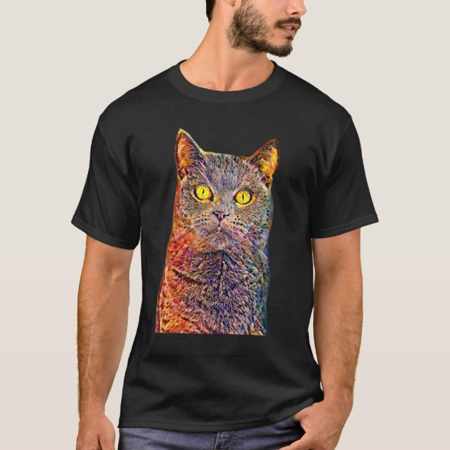 Oljefärgfilter Katt T Shirt (Framsida)