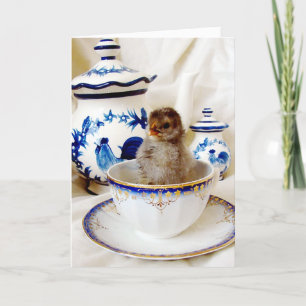 Oljefärgseffekt Chick och Tea Kopp, Påsk Helgkort