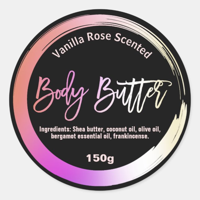 Oljehaltig Shea Body Butter Cirkulära Etiketter (Framsida)