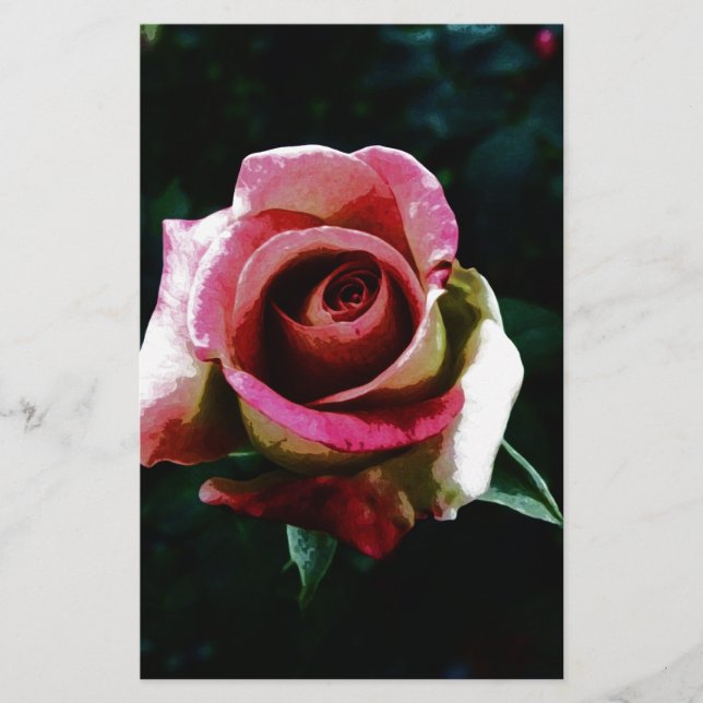 Oljelagat röd ros brevpapper (Framsida)