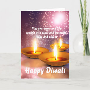 Oljelampor av typen lycklig Diwali på glödande fyr Kort