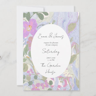 Oljemålad Pastell Rosa Blomma Inbjudningar