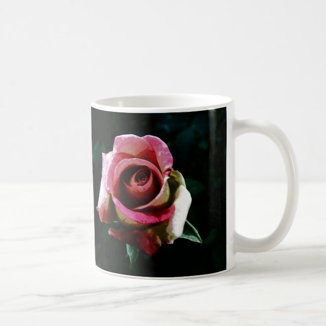 Oljemålad röd ros kaffemugg (Höger)