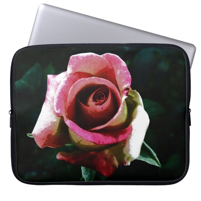 Oljemålad röd ros laptop fodral (Framsidan)