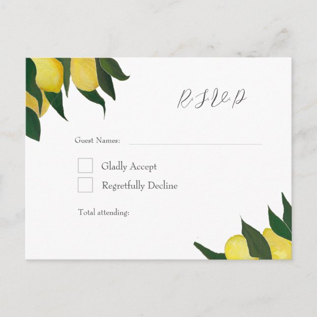 Oljemålade citroner R.S.V.P. vykort (Framsida)