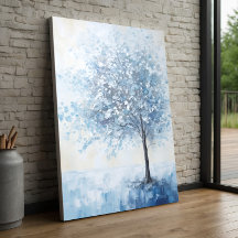 Oljemålning Abstrakt Blue Träd Wall Art