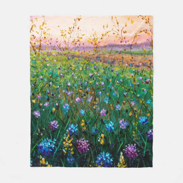  oljemålning av blommor, vackra blommor av fält  fleecefilt (Framsidan)