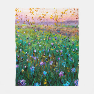 oljemålning av blommor, vackra blommor av fält fleecefilt