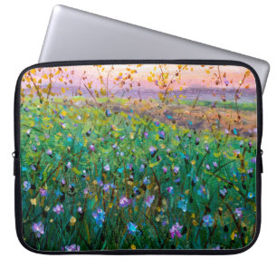 oljemålning av blommor, vackra blommor av fält laptop fodral