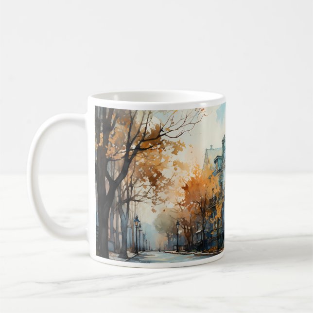 Oljemålning av bostadsområde kaffemugg (Vänster)