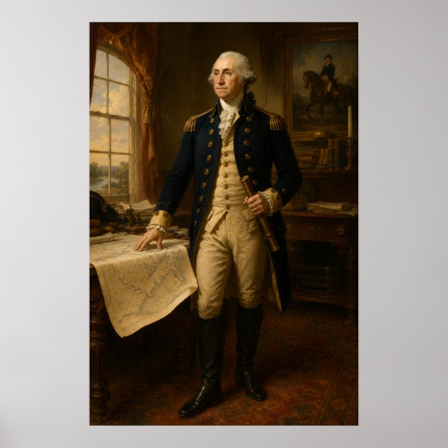 Oljemålning av George Washingtons porträtt Poster (Framsidan)