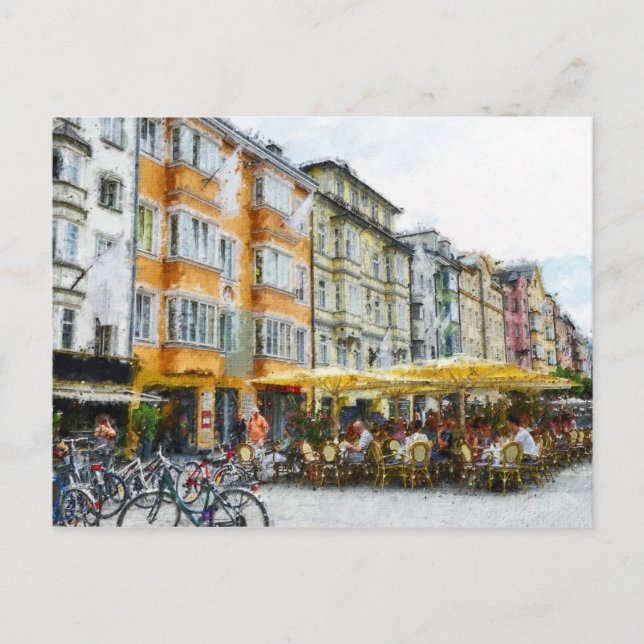Oljemålning av Innsbrucks stadsbild Tirol Vykort (Framsida)