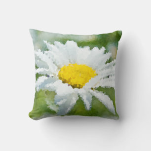 Oljemålning av kamomill daisy blomma, effekt solig kudde