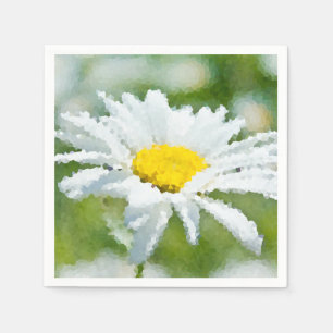Oljemålning av kamomill daisy blomma, effekt solig pappersservett
