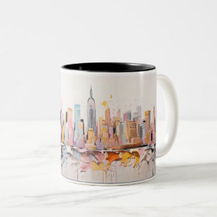Oljemålning av New York City. Två-Tonad Mugg