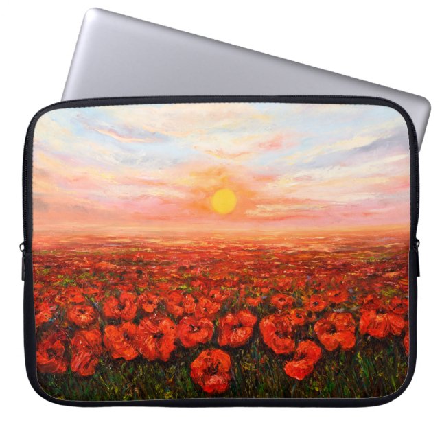 oljemålning av opiumvallmo( Papaver somniferum) Laptop Fodral (Framsidan)