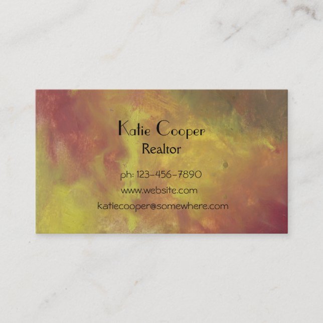 Oljemålning av Röda Guld och Grönt Abstrakt Visitkort (Framsida)