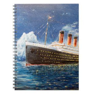 oljemålning av Titanic och isberg i hav n Anteckningsbok