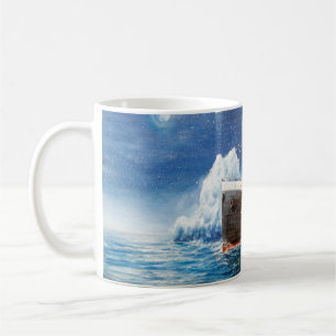 oljemålning av Titanic och isberg i hav n Kaffemugg