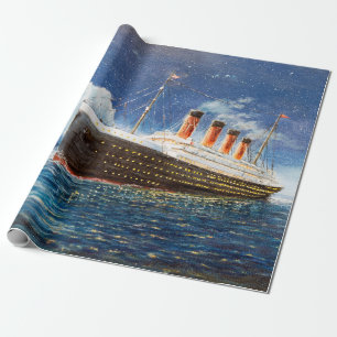 oljemålning av Titanic och isberg i hav n Presentpapper