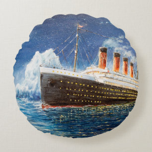 oljemålning av Titanic och isberg i hav n Rund Kudde