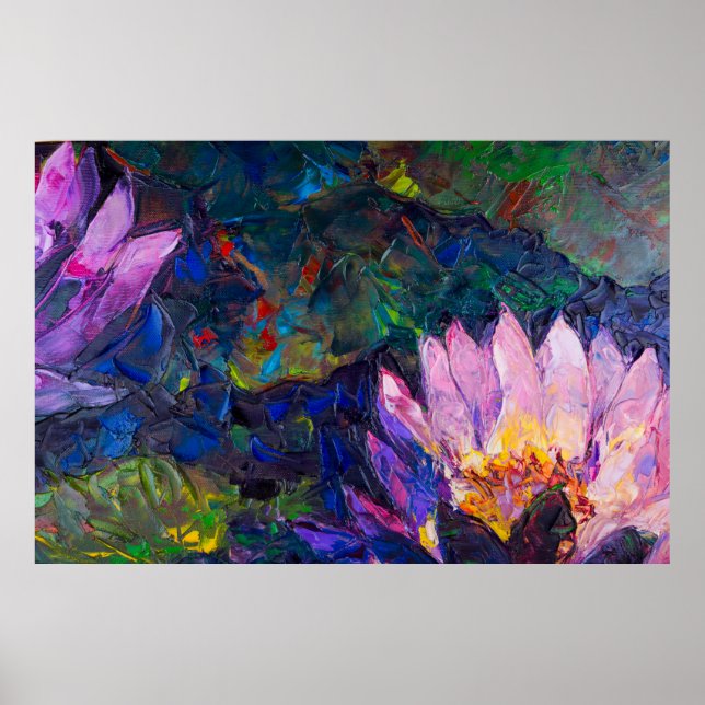 Oljemålning av vacker lotus blomma poster (Framsidan)