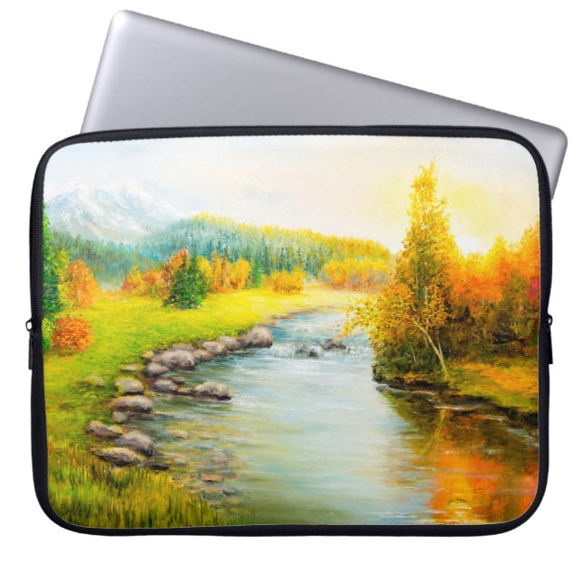 oljemålning av vackert höstlandskap, skog laptop fodral (Framsidan)