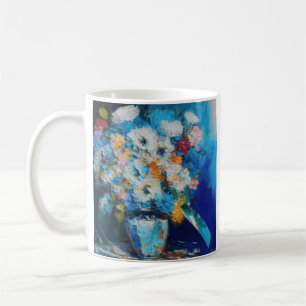 Oljemålning Blommor i en vas Kaffemugg