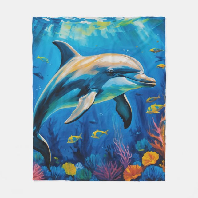 Oljemålning Dolphin Fleecefilt (Framsidan)