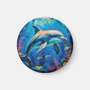 Oljemålning Dolphin Magnet