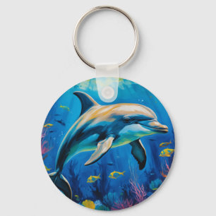 Oljemålning Dolphin Nyckelring