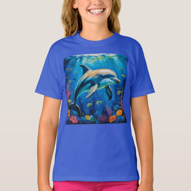 Oljemålning Dolphin T Shirt (Framsida)
