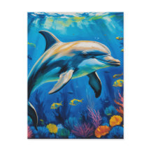 Oljemålning Dolphin