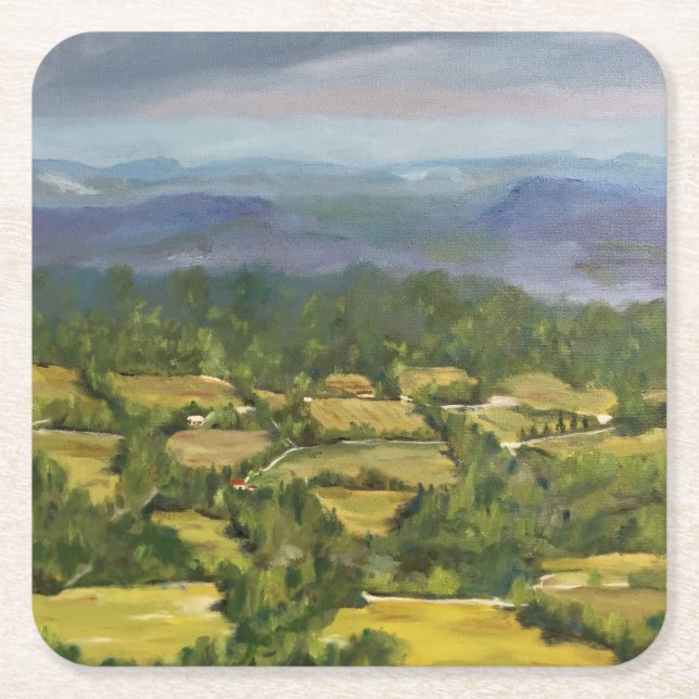 Oljemålning"Fält från ovan" liggande Underlägg Papper Kvadrat (Framsidan)