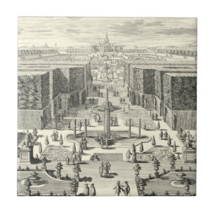 Oljemålning Fontän vid Garden of Versailles Kakelplatta