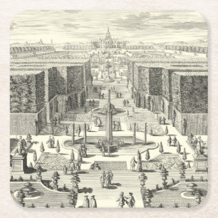 Oljemålning Fontän vid Garden of Versailles Underlägg Papper Kvadrat